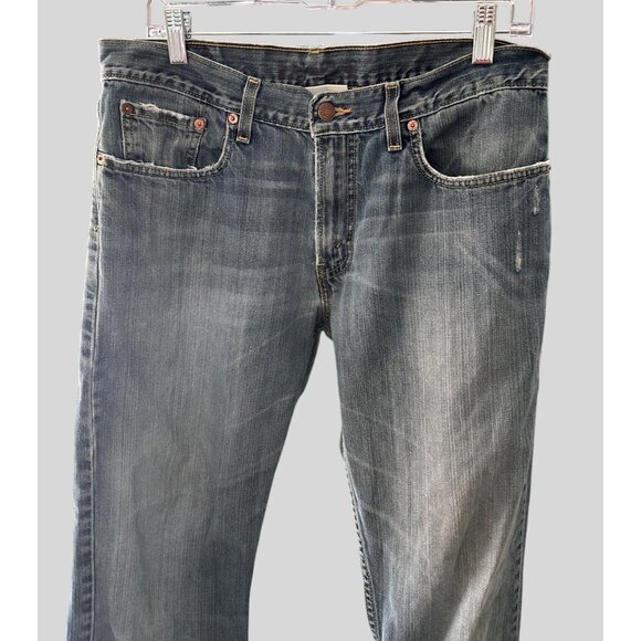 Levis 33Wx30L Distressed Low Boot Cut 527 Mens Jeans Light Wash Denim - Picture 5 of 10